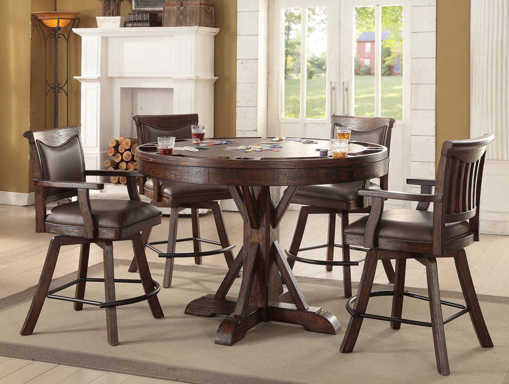 ECI Furniture - Complete Gettysburg Round Pub Game Table Complete, Dark Distressed - 1475-05-RPGT/RPGB view 3