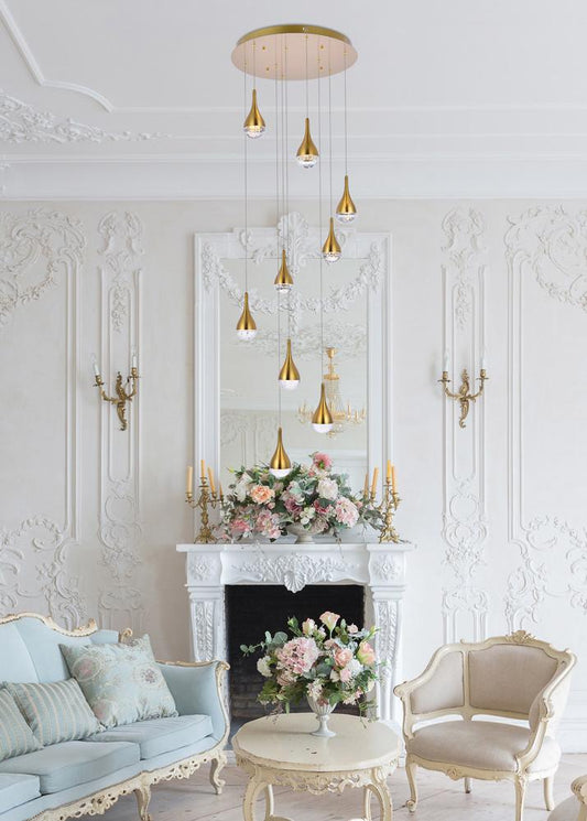 Elegant Furniture & Lighting - Amherst 24 inch LED chandelier in satin gold - 3809D24SG veiw 2