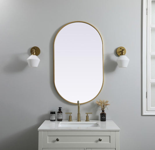 Elegant Furniture & Lighting - Asha Metal Frame Oval Mirror 24x40 Inch in Brass - MR2A2440BRS view 2