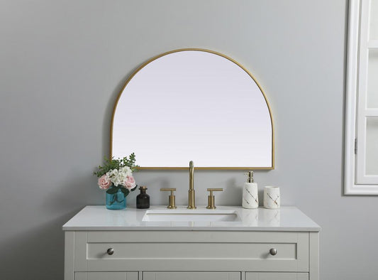 Elegant Furniture & Lighting - Ayra Metal Frame Arch Mirror 33x24 Inch in Brass - MR1A3324BRS view 2