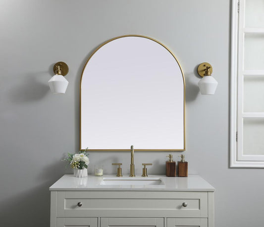 Elegant Furniture & Lighting - Ayra Metal Frame Arch Mirror 33x36 Inch in Brass - MR1A3336BRS view 2