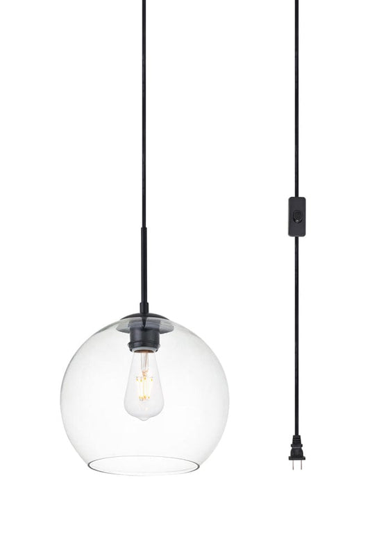 Elegant Furniture & Lighting - Baxter 1 Light Black plug-in Pendant With Clear Glass - LDPG2212BK view 2
