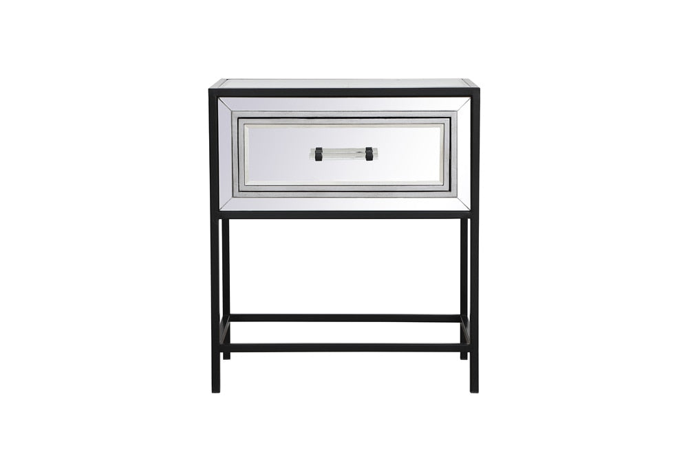Elegant Furniture & Lighting - Beau 21 inch mirrored one drawer end table in black - MF73015BK veiw 1
