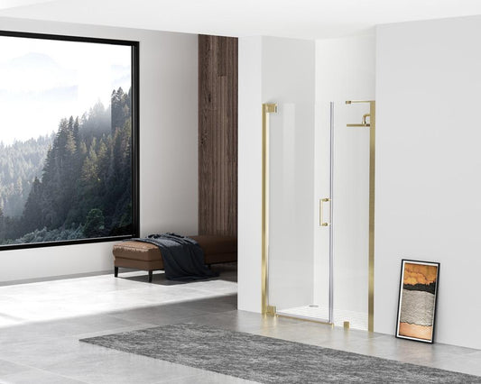 Elegant Furniture & Lighting - Carson Semi-frameless hinged shower door 48 x 72 Brushed Gold - SD404-4872BGD view 2