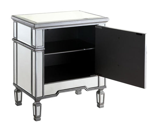 Elegant Furniture & Lighting - Contempo 1 Door Cabinet 24 in. x 16 in. x 27 in. in silver paint - MF6-1016S veiw 2