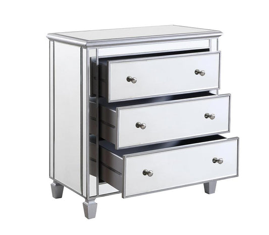 Elegant Furniture & Lighting - Contempo 3 Drawer Bedside Cabinet 33 in.x 18 in.x 32 in. in silver paint - MF6-1019S veiw 2