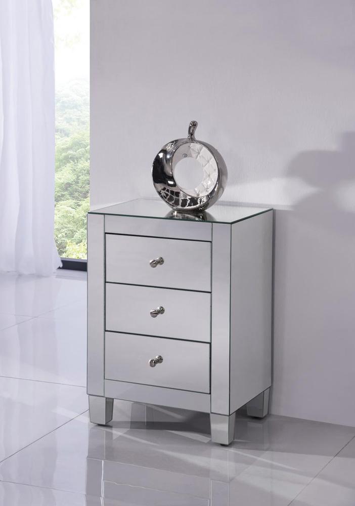 Elegant Furniture & Lighting - Contempo 3 Drawers Cabinet 17-3/4 in. x 13 in. x 25 in. in Clear Mirror - MF6-1032 veiw 7