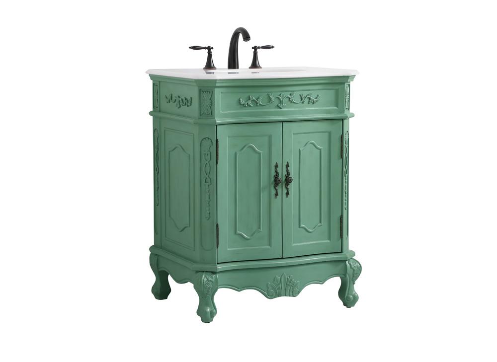 Elegant Furniture & Lighting - Danville 27 inch Single Bathroom vanity in vintage mint with ivory white engineered marble - VF10127VM-VW veiw 8