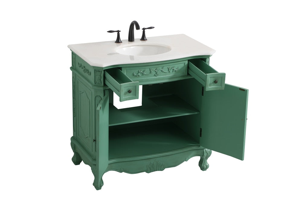 Elegant Furniture & Lighting - Danville 36 inch Single bathroom vanity in vintage mint - VF10136VM veiw 16