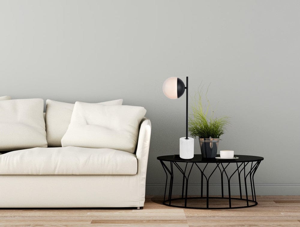 Elegant Furniture & Lighting - Eclipse 1 Light Black Table Lamp With Frosted White Glass - LD6104BK view 6