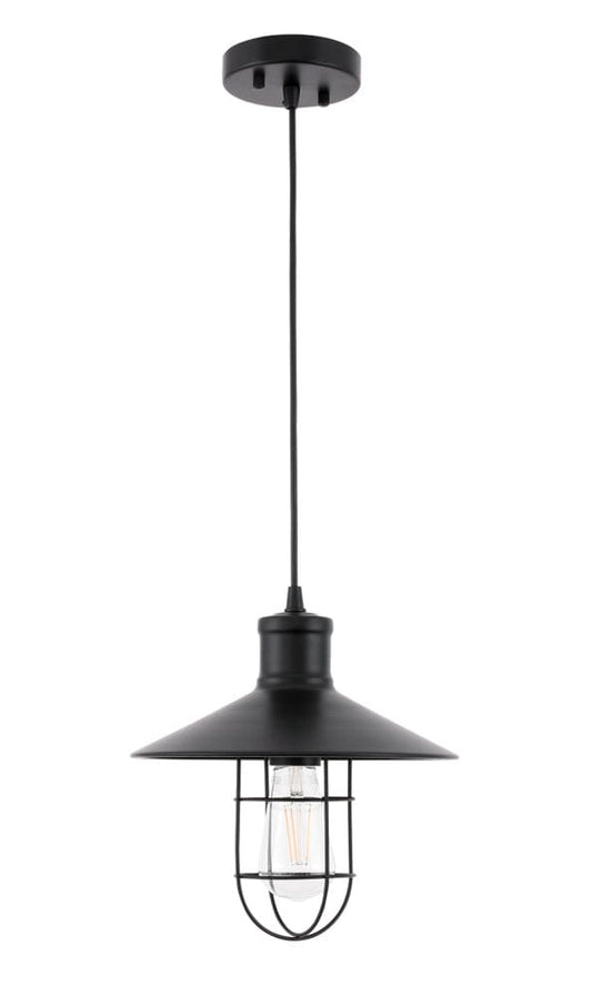 Elegant Furniture & Lighting - Flaneur 1 light Black Pendant - LD7505BK view 2
