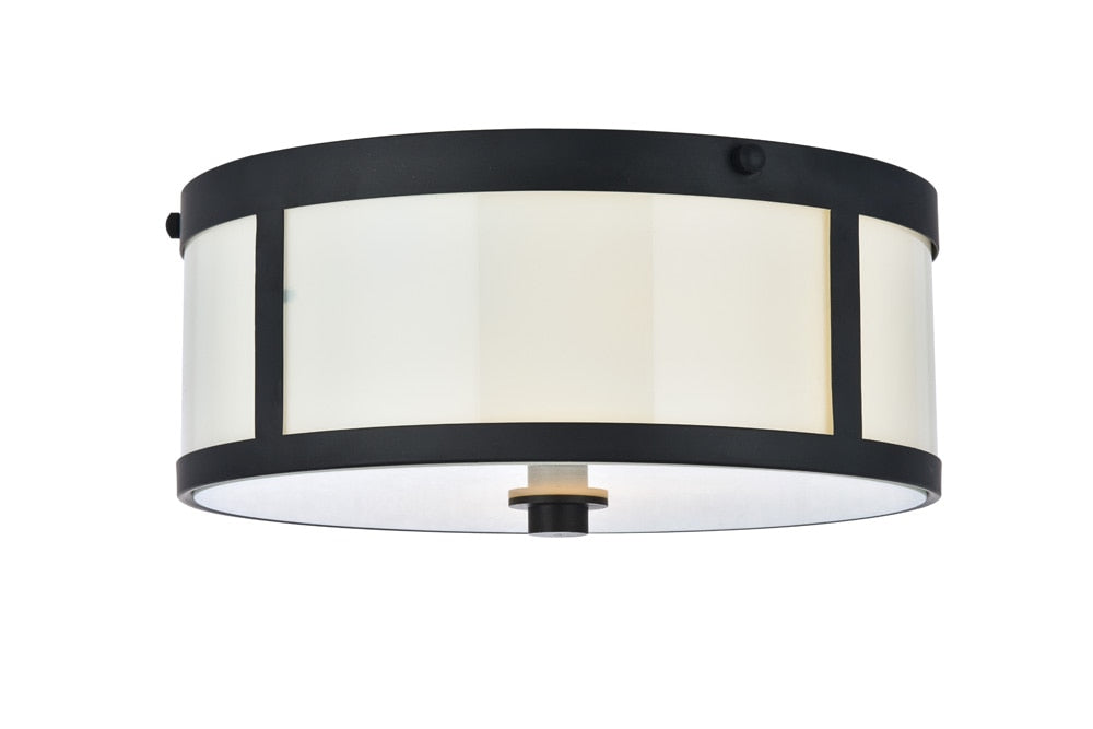 Elegant Furniture & Lighting - Hadrian 2 light 12 inch flat black flush mount - LD6019 veiw 1