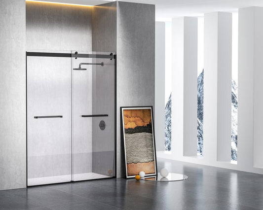 Elegant Furniture & Lighting - Hamilton Frameless shower door 60 x 76 Matte Black - SD202-6076MBK view 2