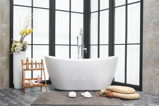 Elegant Furniture & Lighting - Ines 54 inch soaking double slipper bathtub in glossy white - BT10354GW view 2