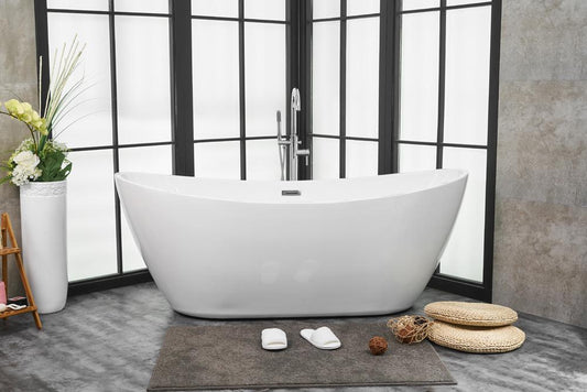 Elegant Furniture & Lighting - Ines 72 inch soaking double slipper bathtub in glossy white - BT10372GW view 2