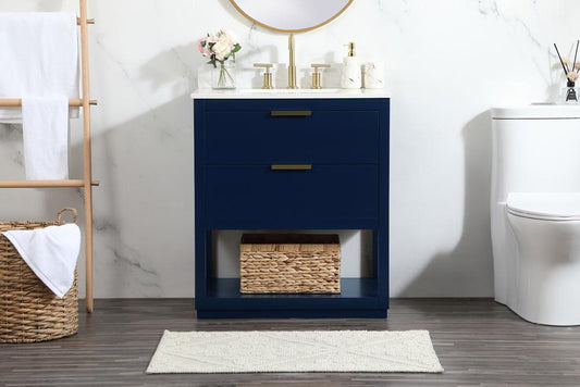 Elegant Furniture & Lighting - Larkin 30 inch Single bathroom vanity in blue with backsplash - VF19230BL-BS veiw 2