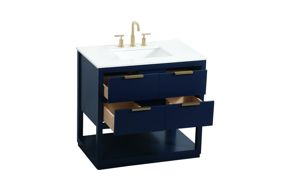 Elegant Furniture & Lighting - Larkin 36 inch Single bathroom vanity in blue - VF19236BL veiw 16