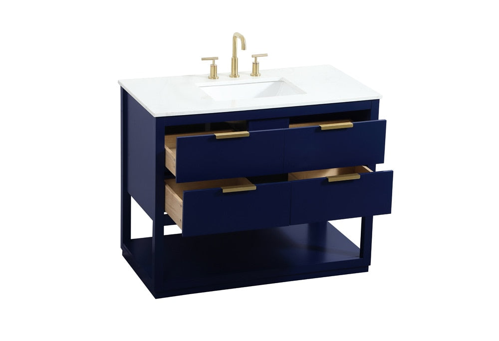 Elegant Furniture & Lighting - Larkin 42 inch Single bathroom vanity in blue - VF19242BL veiw 16