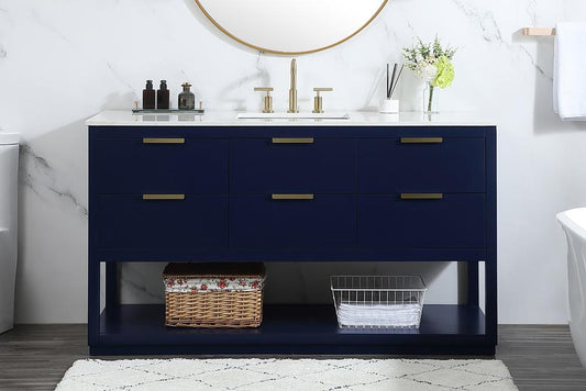 Elegant Furniture & Lighting - Larkin 60 inch Single bathroom vanity in blue - VF19260BL veiw 2