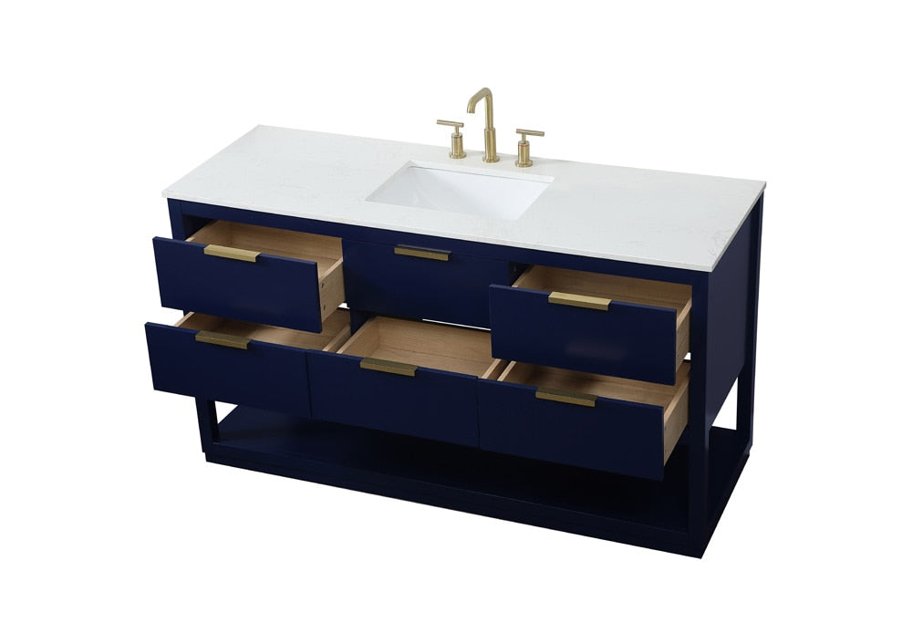 Elegant Furniture & Lighting - Larkin 60 inch Single bathroom vanity in blue - VF19260BL veiw 16