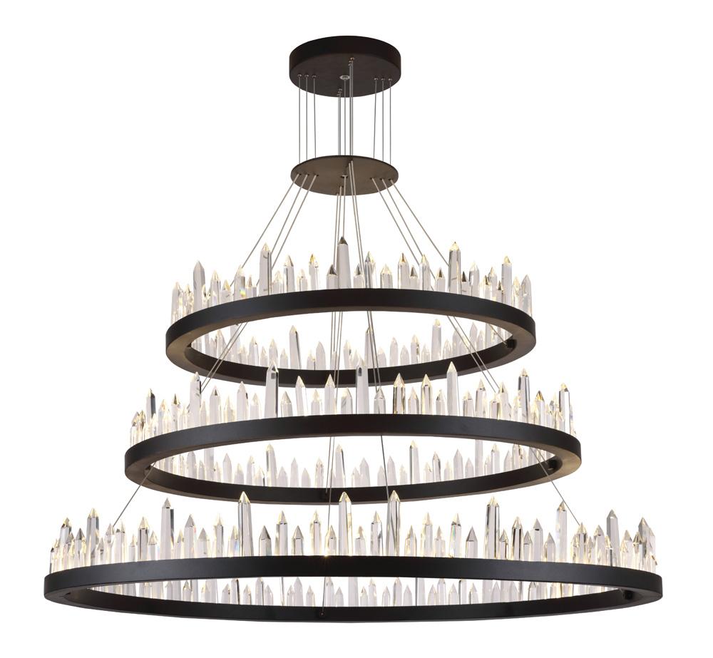 Elegant Furniture & Lighting - Malta 128 light Satin Dark Grey Chandelier Clear Royal Cut Crystal - 1705G3LSDG veiw 1