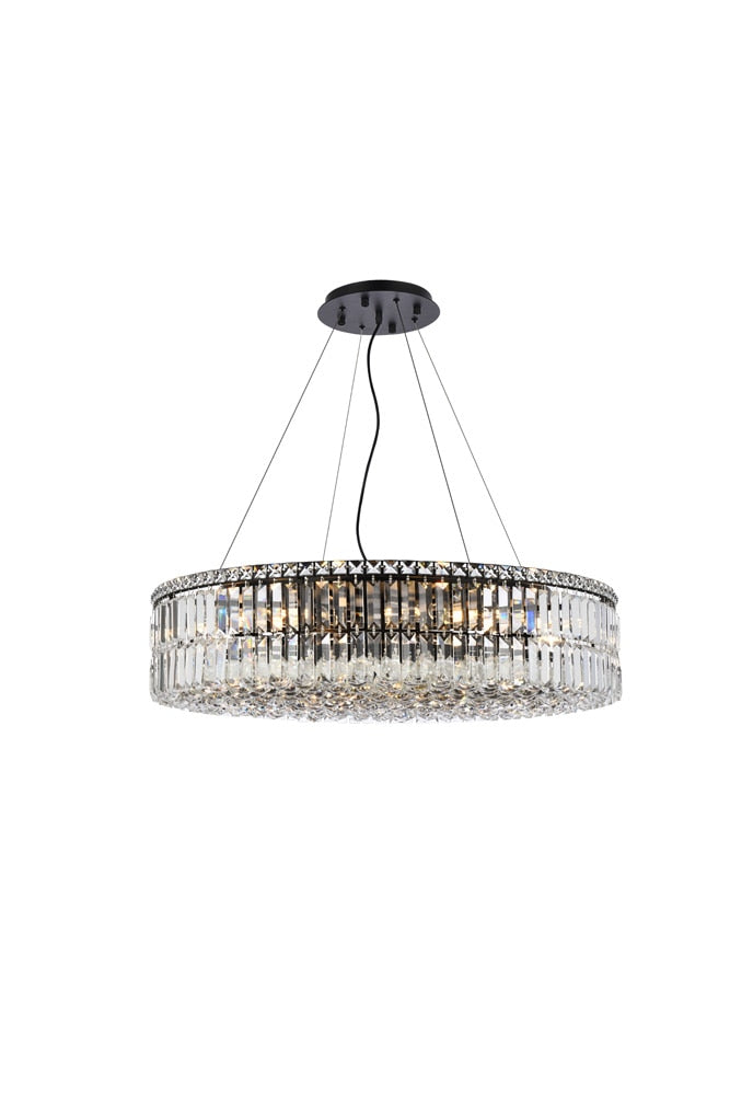 Elegant Furniture & Lighting - Maxime 32 inch black chandelier - V2030D32BK/RC veiw 1