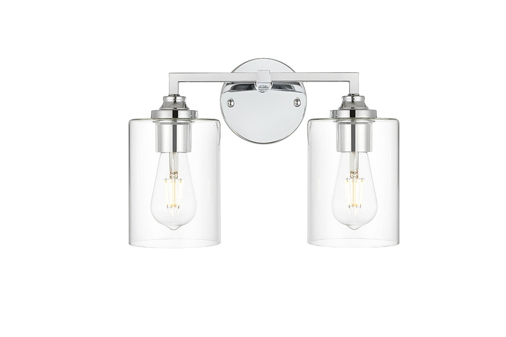 Elegant Furniture & Lighting - Mayson 2 light Chrome and Clear Bath Sconce - LD7315W14CH veiw 1