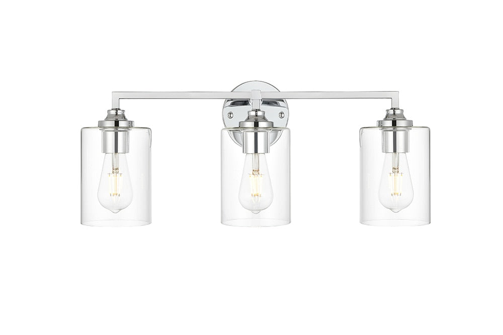 Elegant Furniture & Lighting - Mayson 3 light Chrome and Clear Bath Sconce - LD7315W23CH veiw 1