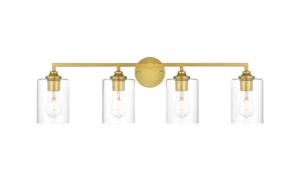 Elegant Furniture & Lighting - Mayson 4 light Brass and Clear Bath Sconce - LD7315W33BRA veiw 1