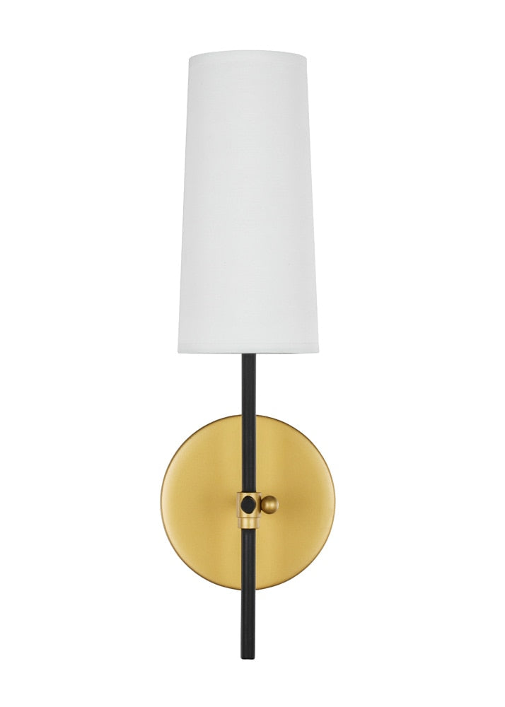 Elegant Furniture & Lighting - Mel 1 light Brass and Black and White shade wall sconce - LD6004W5BRBK veiw 1