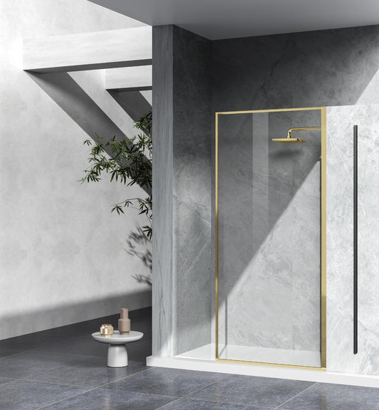 Elegant Furniture & Lighting - Melbourne Fixed framed shower door 35 x 76 Brushed Gold - SD188-3576BGD veiw 2
