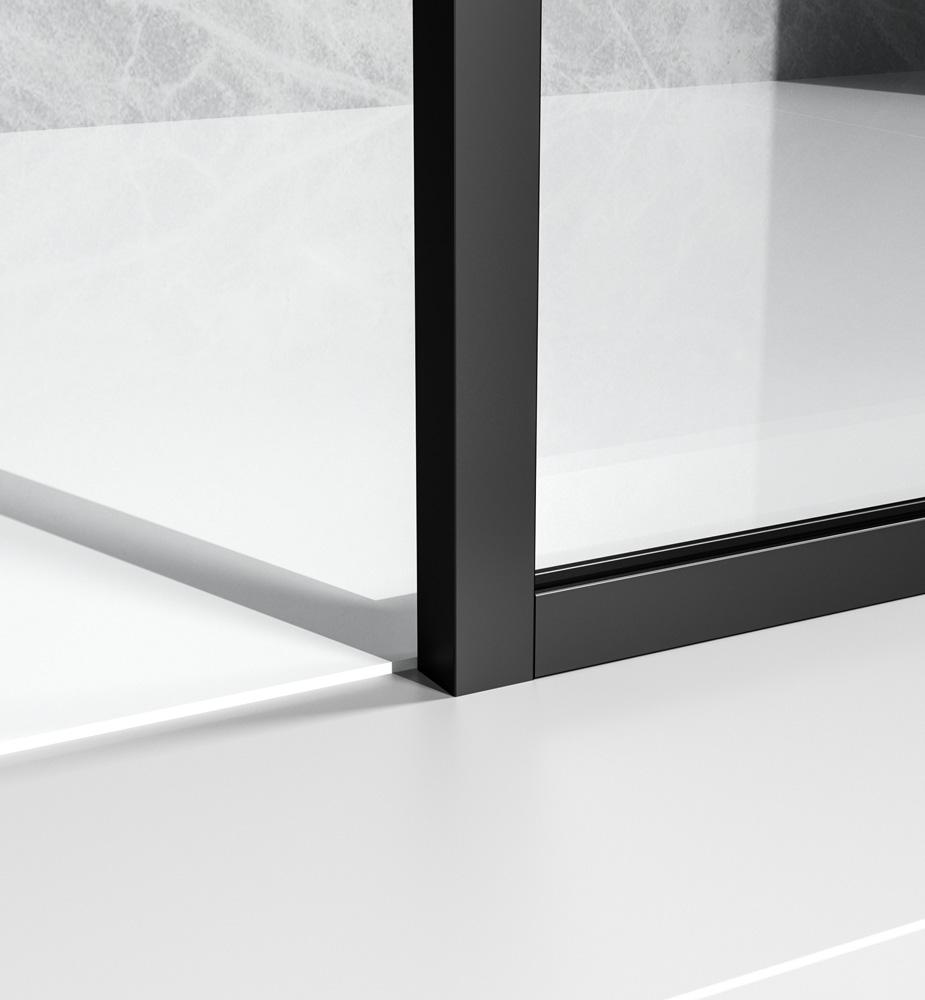 Elegant Furniture & Lighting - Melbourne Fixed framed shower door 35 x 76 Matte Black - SD188-3576MBK veiw 7