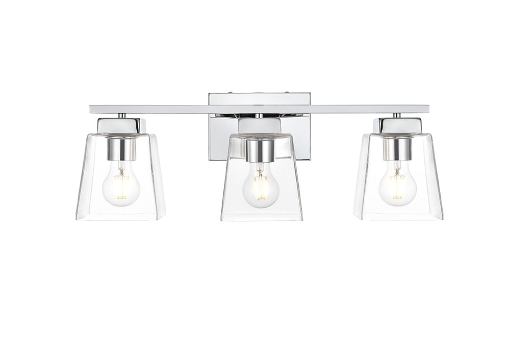Elegant Furniture & Lighting - Merrick 3 light Chrome and Clear Bath Sconce - LD7312W23CH veiw 1
