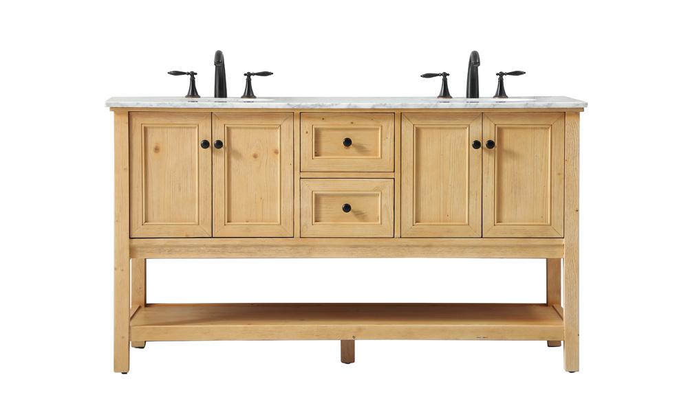 Elegant Furniture & Lighting - Metropolis 60 inch double bathroom vanity in natural wood - VF27060DNW veiw 1