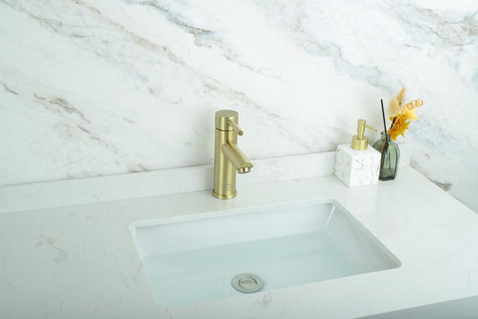 Elegant Furniture & Lighting - Mia Single Hole Single Handle Bathroom Faucet in Brushed Gold - FAV-1008BGD veiw 2