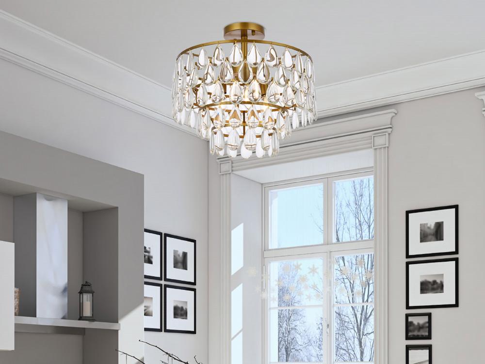 Elegant Furniture & Lighting - Mila 16 inch flush mount in brass - 1103F16BR veiw 1