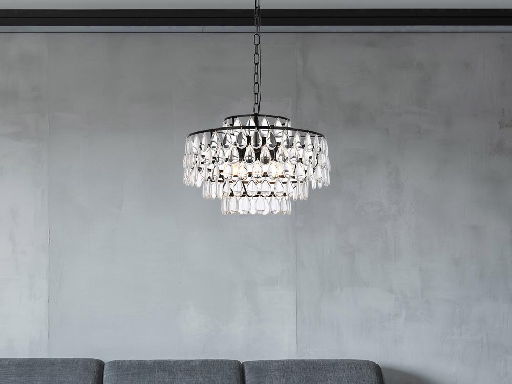 Elegant Furniture & Lighting - Mila 20 inch pendant in black - 1102D20BK veiw 1