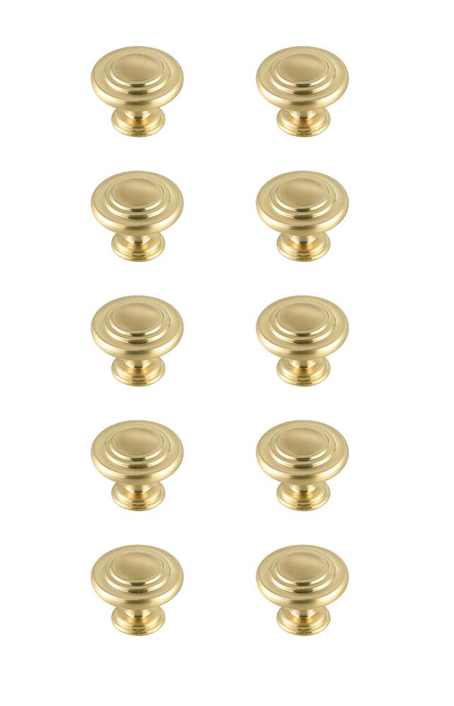 Elegant Furniture & Lighting - Minu 1.3in Diameter Brushed Gold Mushroom Knob Multipack (Set of 10) - KB2006-GD-10PK veiw 1