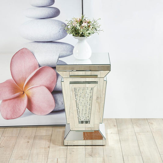 Elegant Furniture & Lighting - Modern 15 inch Crystal End Table In Clear Mirror Finish - MF91020 veiw 2