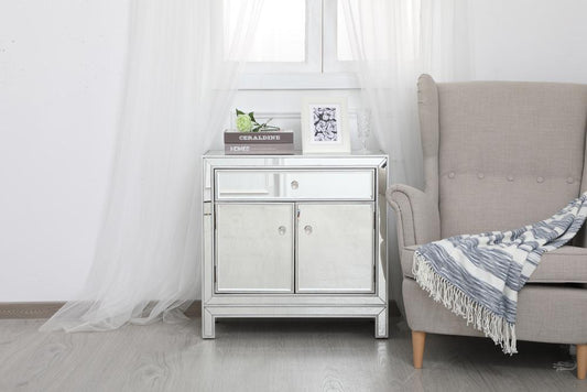 Elegant Furniture & Lighting - Modern 29 in. mirrored cabinet in antique silver - MF71034S veiw 2
