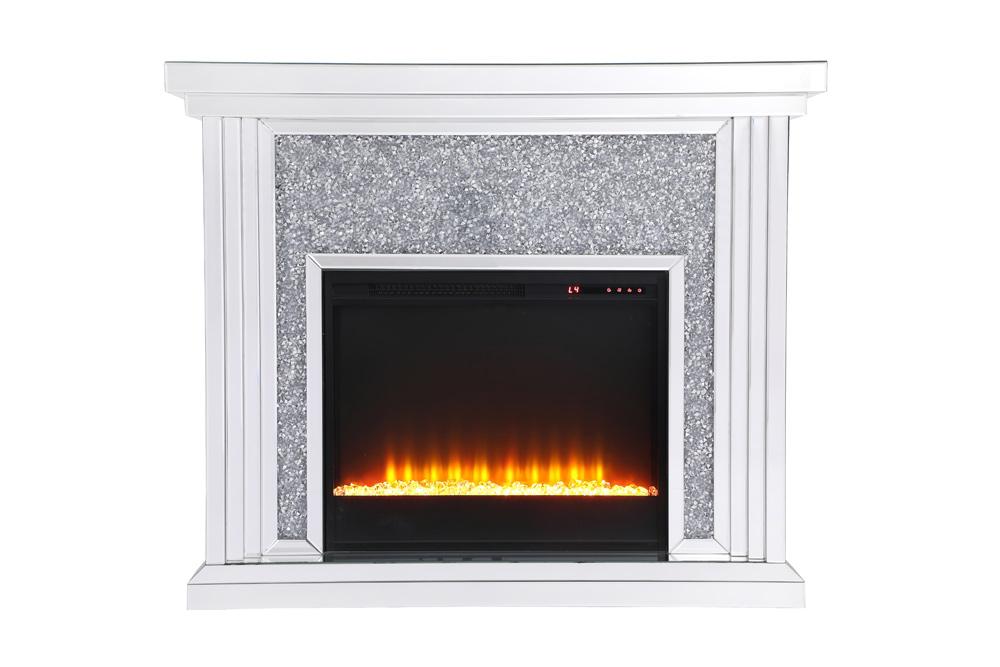 Elegant Furniture & Lighting - Modern 47.5 in. Crystal mirrored mantle with crystal insert fireplace - MF9902-F2 veiw 1