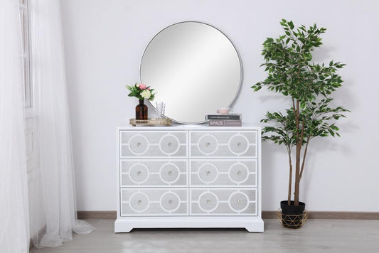 Elegant Furniture & Lighting - Modern 48 in. mirrored six drawer cabinet in white - MF81017WH veiw 2