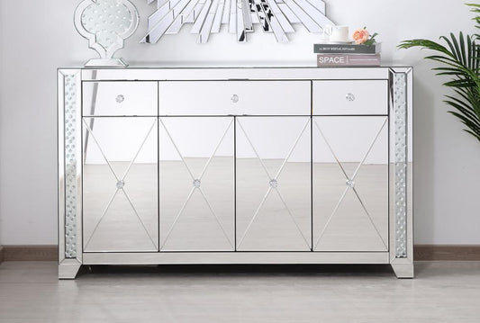 Elegant Furniture & Lighting - Modern 60 in clear crystal mirrored credenza - MF91057 veiw 2