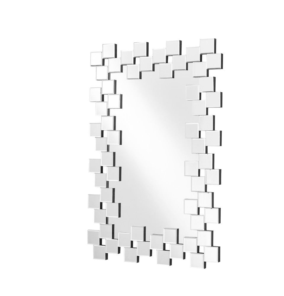 Elegant Furniture & Lighting - Modern Sparkle 31.5 in. Contemporary Rectangle Mirror in Clear - MR9157 veiw 1