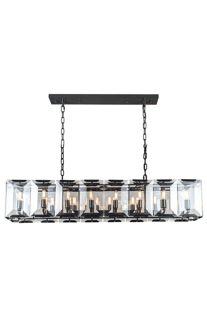Elegant Furniture & Lighting - Monaco 16 light Flat Black (Matte) Chandelier Clear Glass Crystal - 1212D53FB veiw 1