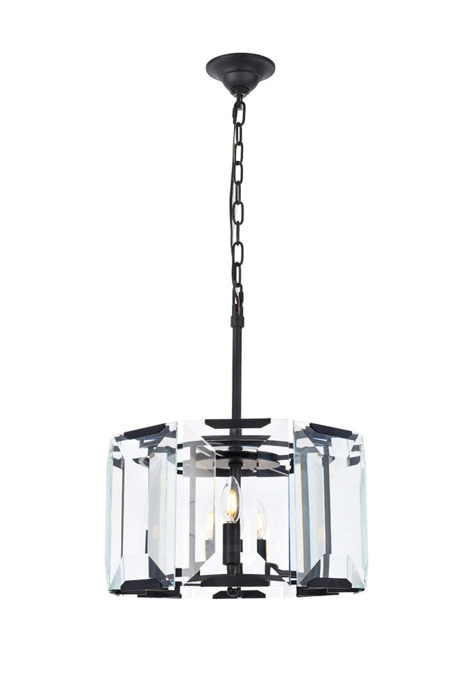 Elegant Furniture & Lighting - Monaco 4 light Flat Black (Matte) Pendant Clear Glass Crystal - 1211D17FB veiw 1