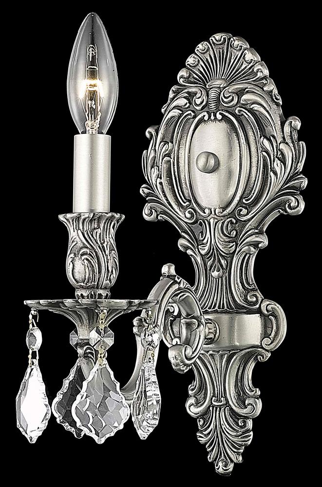 Elegant Furniture & Lighting - Monarch 1 light Pewter Wall Sconce Clear Royal Cut Crystal - 9601W5PW/RC veiw 1