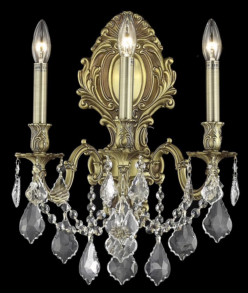 Elegant Furniture & Lighting - Monarch 3 light French Gold Wall Sconce Clear Royal Cut Crystal - 9603W14FG/RC veiw 1