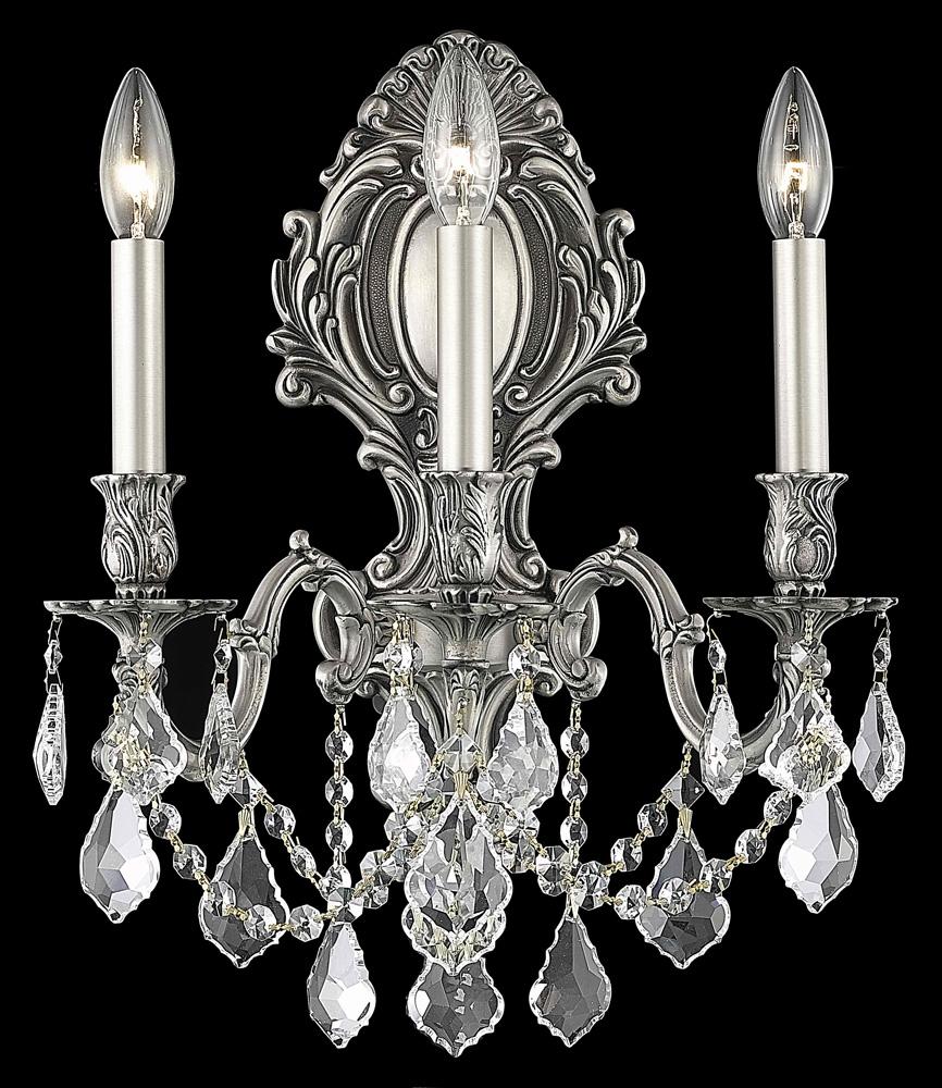 Elegant Furniture & Lighting - Monarch 3 light Pewter Wall Sconce Clear Royal Cut Crystal - 9603W14PW/RC veiw 1