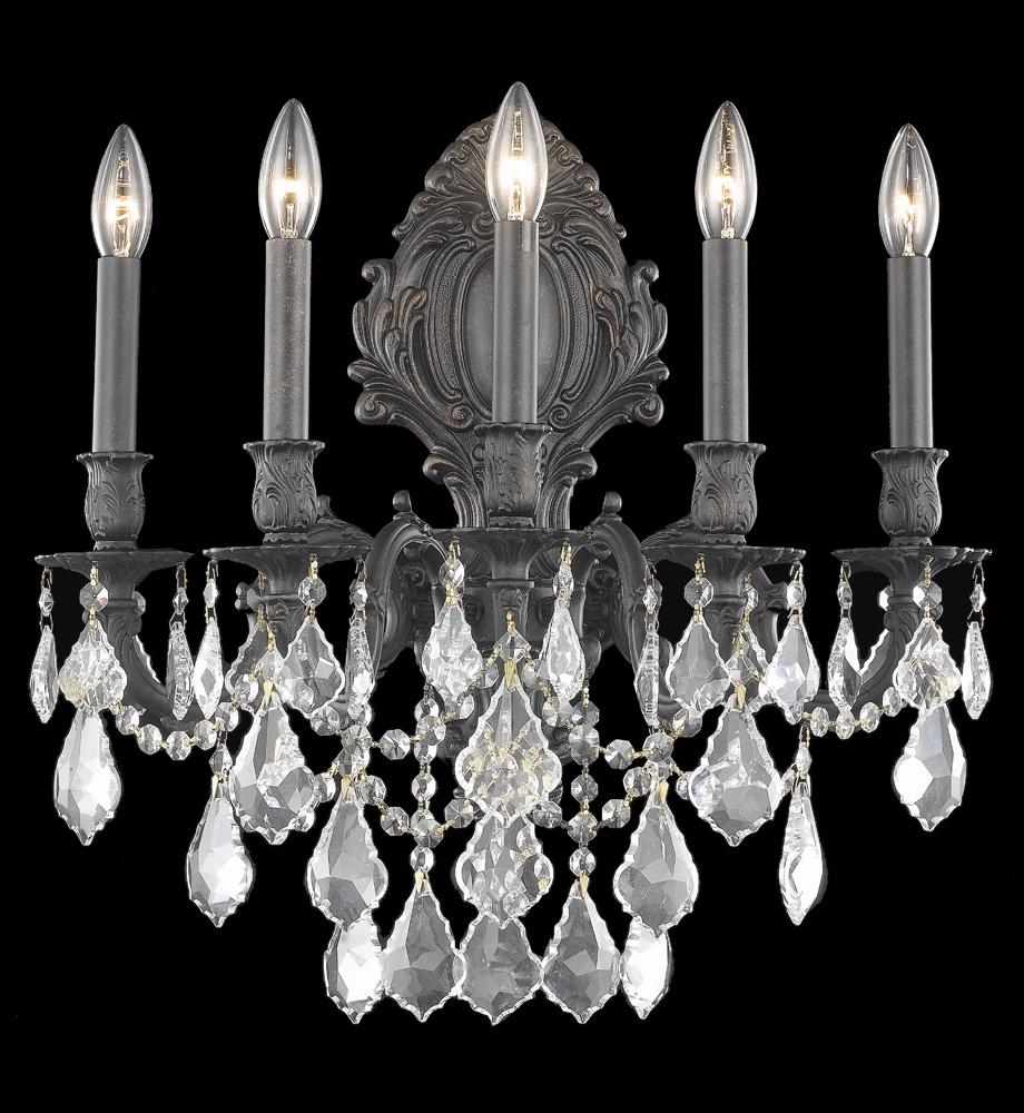 Elegant Furniture & Lighting - Monarch 5 light Dark Bronze Wall Sconce Clear Royal Cut Crystal - 9605W21DB/RC veiw 1